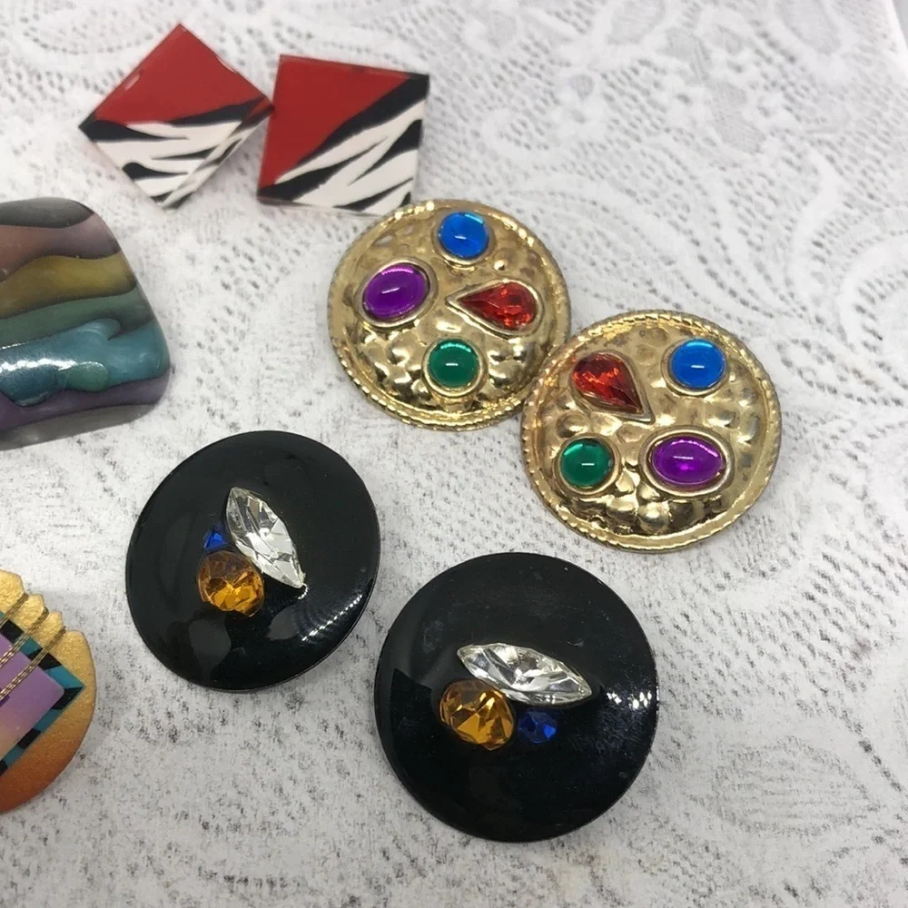 Bundle lot 7 funky fun vintage statement earrings - Picture 4 of 8